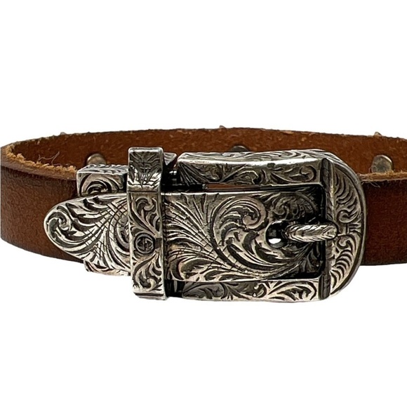 Gucci Forest Collection Leather Bracelet 925 Sterling Silver Size 17 Full Set - Picture 6 of 13